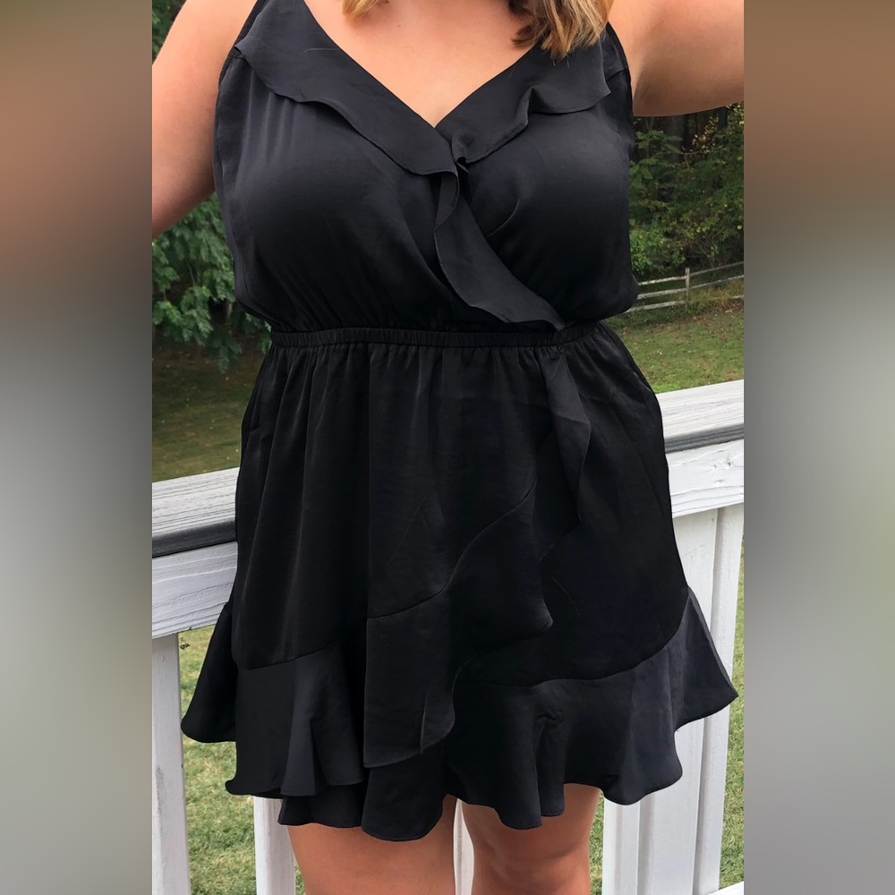 Express Black Ruffled Short Dress